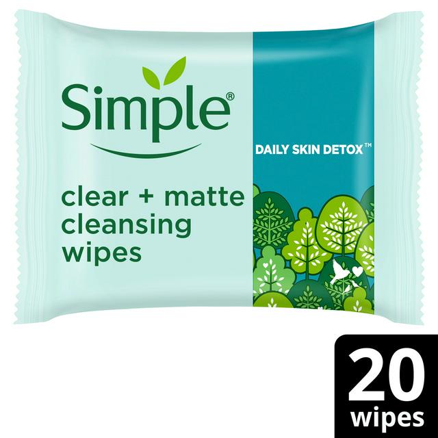 Simple Clear + Matte Biodegradable Wipes x20