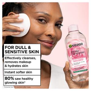 Garnier Micellar Rose Water Facial Cleanser for Dull Skin Cleanse & Glow 400ml - gallery image 4