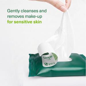 Simple Age Resisting Facial Wipes Regeneration Biodegradable Cleansing Make Up Remover x20 - gallery image 2