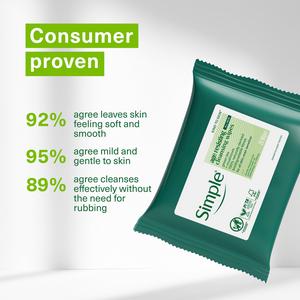 Simple Age Resisting Facial Wipes Regeneration Biodegradable Cleansing Make Up Remover x20 - gallery image 3