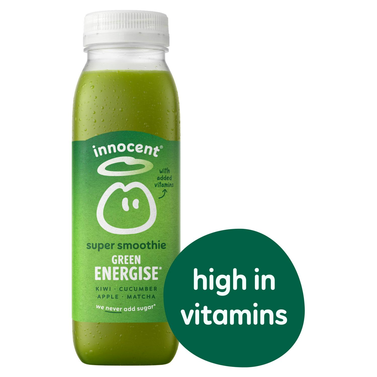 Innocent Green Energise Super Smoothie, Kiwi, Cucumber, Apple & Matcha with Vitamins 300ml