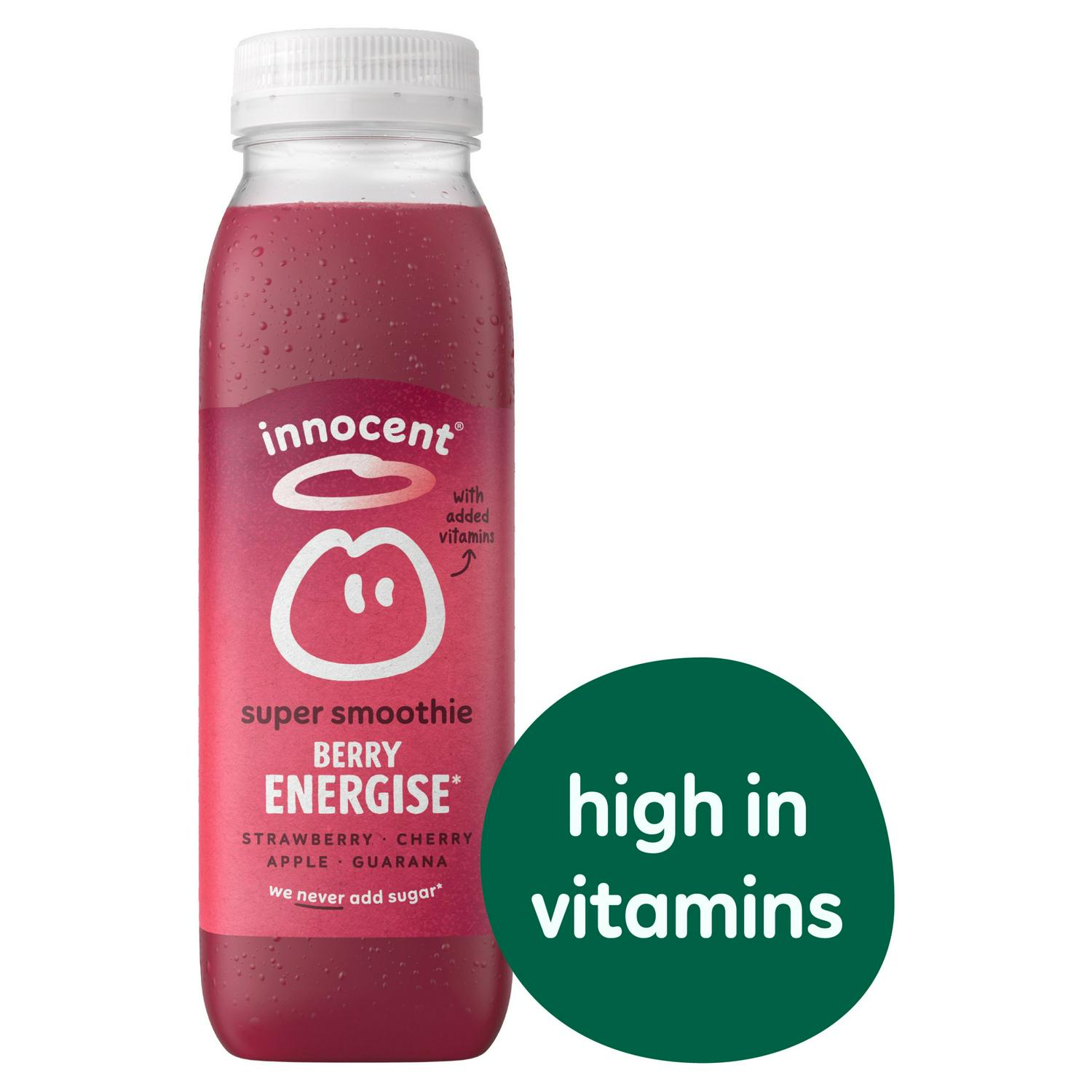 Innocent Berry Energise Super Smoothie Strawberry, Cherry, Apple & Guarana with Vitamins 300ml