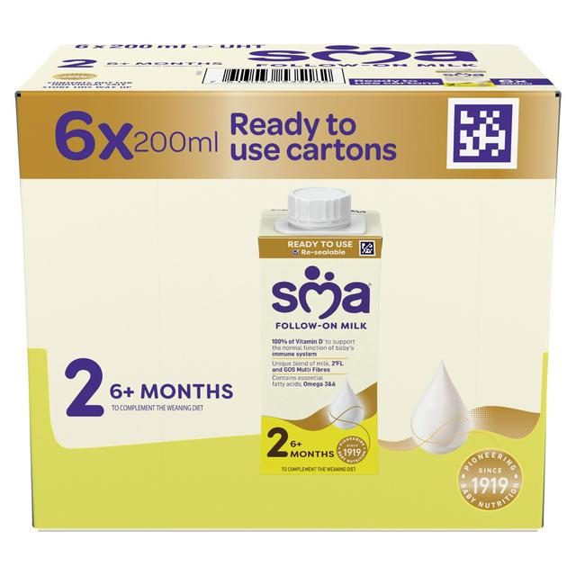 SMA Follow On Milk 6 Month+ Ready to Feed Multipack 6 x 200ml - gallery image 1