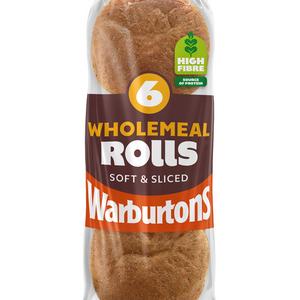 Warburtons Soft Sliced Wholemeal Rolls x6 - gallery image 2