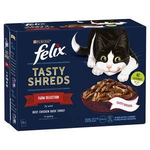 Felix Tasty Shreds Farm Selection in Gravy Wet Cat Food 12 x 80g - gallery image 2