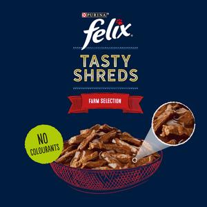 Felix Tasty Shreds Farm Selection in Gravy Wet Cat Food 12 x 80g - gallery image 3