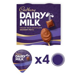 Cadbury Dairy Milk 4 x 60g Creamy Milk Chocolate Dessert Pots