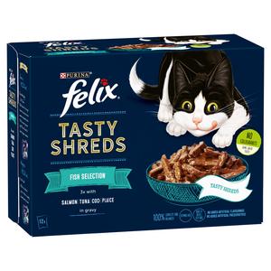 Felix Tasty Shreds Fish Selection in Gravy Wet Cat Food 12 x 80g - gallery image 2