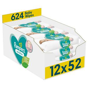 Pampers Sensitive Baby Wipes 12x52 Pack