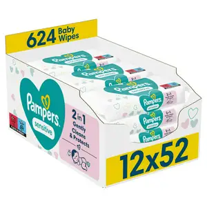 Pampers Sensitive Baby Wipes 12x52 Pack