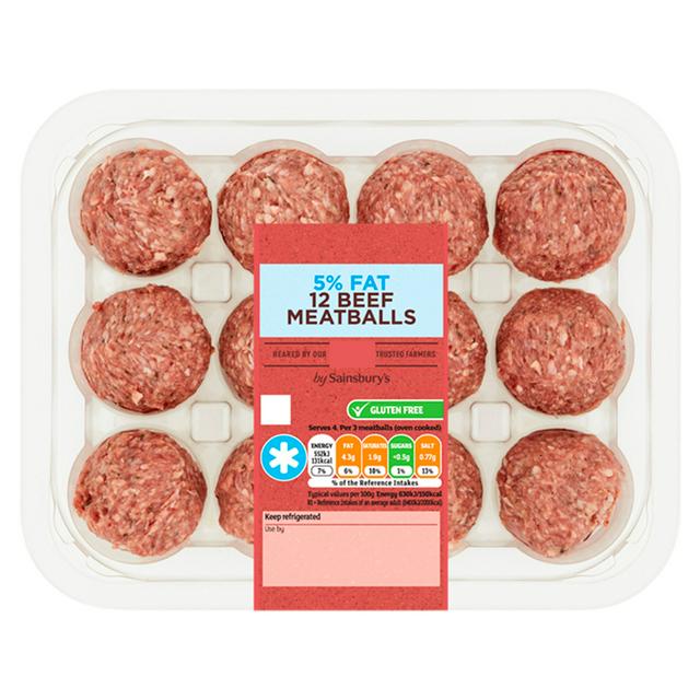 Sainsburys British or Irish 5% Fat 12 Beef Meatballs 350g