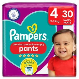 Pampers Premium Protection Nappy Pants Essential Pack Nappies Size 4, 9kg-15kg x30