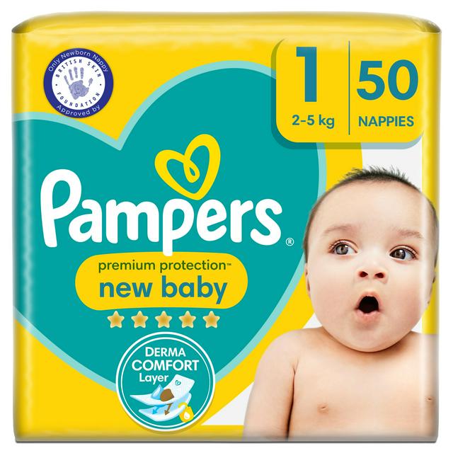 Tragisch Weg huis koolhydraat Pampers New Baby Size 1 Essential Pack, 2kg-5kg 50 Nappies | Sainsbury's