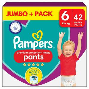 Pampers Premium Protection Nappy Pants Jumbo+ Pack Nappies Size 6, 15kg+  x42