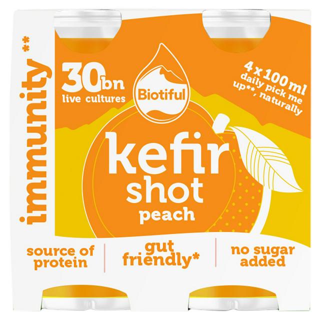 Biotiful Kefir Shots Peach & Turmeric 4x100ml