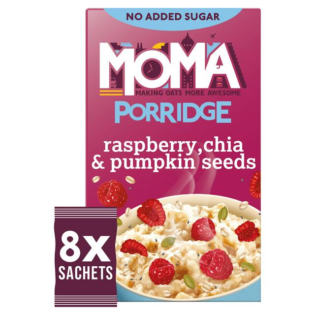 Moma Porridge Raspberry, Chia & Pumpkin Seeds Sachets x8 Sainsbury's