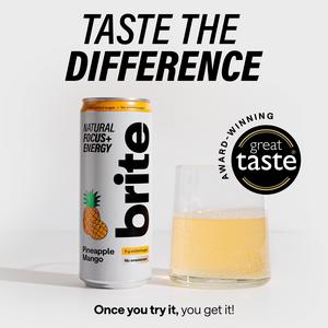 Brite Natural Focus + Energy Sparkling Pineapple Mango 330ml - gallery image 2
