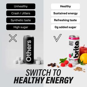 Brite Natural Focus + Energy Sparkling Raspberry Mint 330ml - gallery image 4