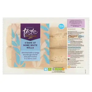 Sainsbury's Bake at Home Stonebaked White Pave Rolls, Taste the Difference x4 300g