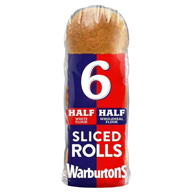 Warburtons Half White Flour And Half Wholemeal Flour Rolls X6 Sainsbury S