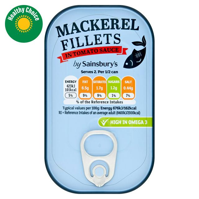 Sainsbury's Mackerel Fillets in Tomato Sauce 125g - gallery image 1