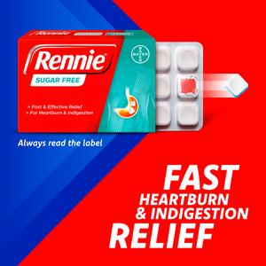 Rennie Sugar Free Heartburn Chewable Tablets Spearmint Flavour x72 - gallery image 2