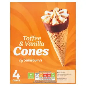 Sainsbury's Toffee & Vanilla Cones  4x110ml