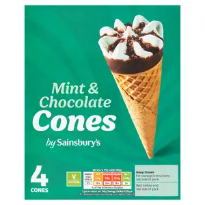 Sainsbury's Mint & Chocolate Cones 4x110ml