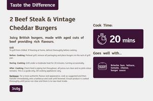 Sainsbury's 2 Beef Steak & Vintage Cheddar Burgers, Taste the Difference 340g - gallery image 2