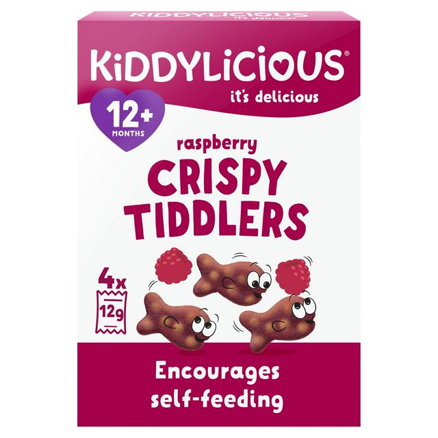 Kiddylicious Raspberry Crispy Tiddlers Baby Snacks 4x12g - gallery image 1