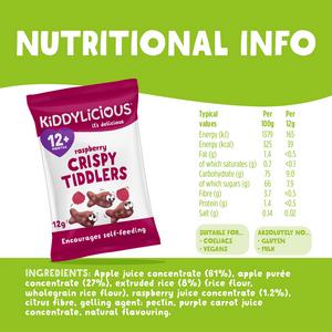 Kiddylicious Raspberry Crispy Tiddlers Baby Snacks 4x12g - gallery image 3