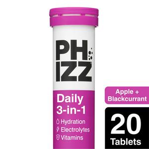 Phizz Daily 3-in-1 Hydration, Electrolytes & Vitamins Effervescent Tablets Apple + Blackcurrant x20 Tablets - video