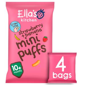 Ella's Kitchen Organic Strawberry & Banana Mini Puffs Multipack Baby Snack 10+ Months 4x8g - gallery image 3