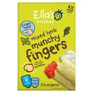 Ella's Kitchen Organic Mixed Herb Munchy Fingers Multipack Baby Snack 9+ Months 4x12g