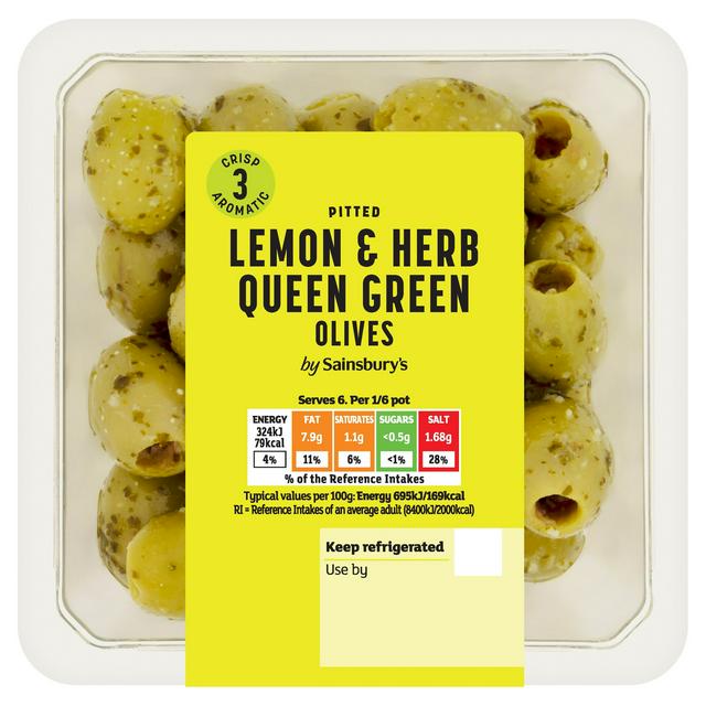 Sainsburys Lemon & Herb Queen Green Olives 280g