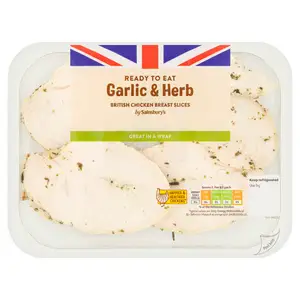 Sainsbury's Garlic & Herb Cooked British Chicken Breast Slices 180g