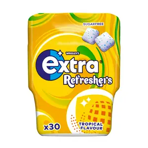 Extra Refreshers Tropical Flavour Sugarfree Chewing Gum Bottle 30 Pieces