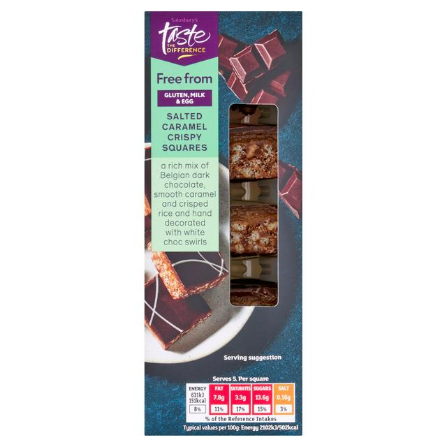 Sainsburys Free From 150g Salted Caramel Crispy Squares, Taste the Difference