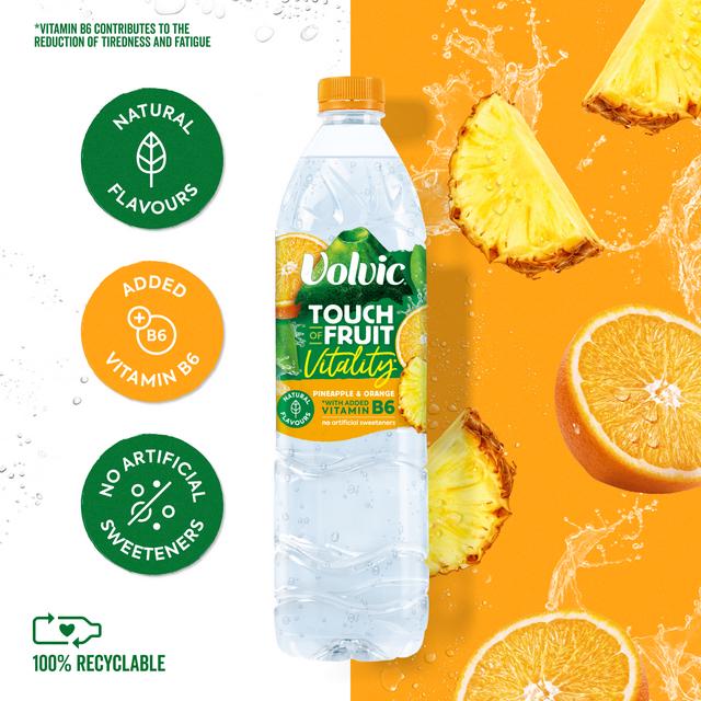 Volvic Touch Of Fruit Vitality Pineapple Orange Natural Flavoured Water 1 5l Sainsbury S