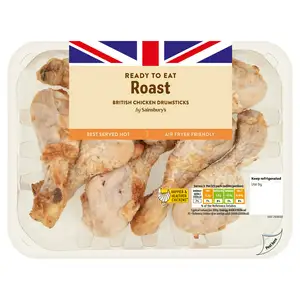 Sainsbury's Roast British Cooked Chicken Drumsticks 430g 