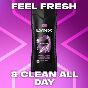 Lynx 500ml Excite 3 in 1 Body Wash Shower Gel for Men - gallery image 2