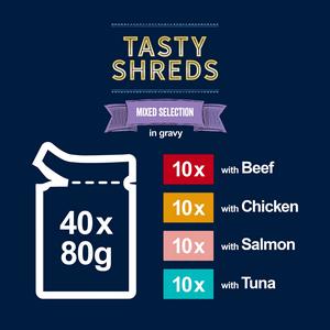Felix Tasty Shreds Mixed Selection in Gravy Wet Cat Food 40 x 80g - gallery image 4