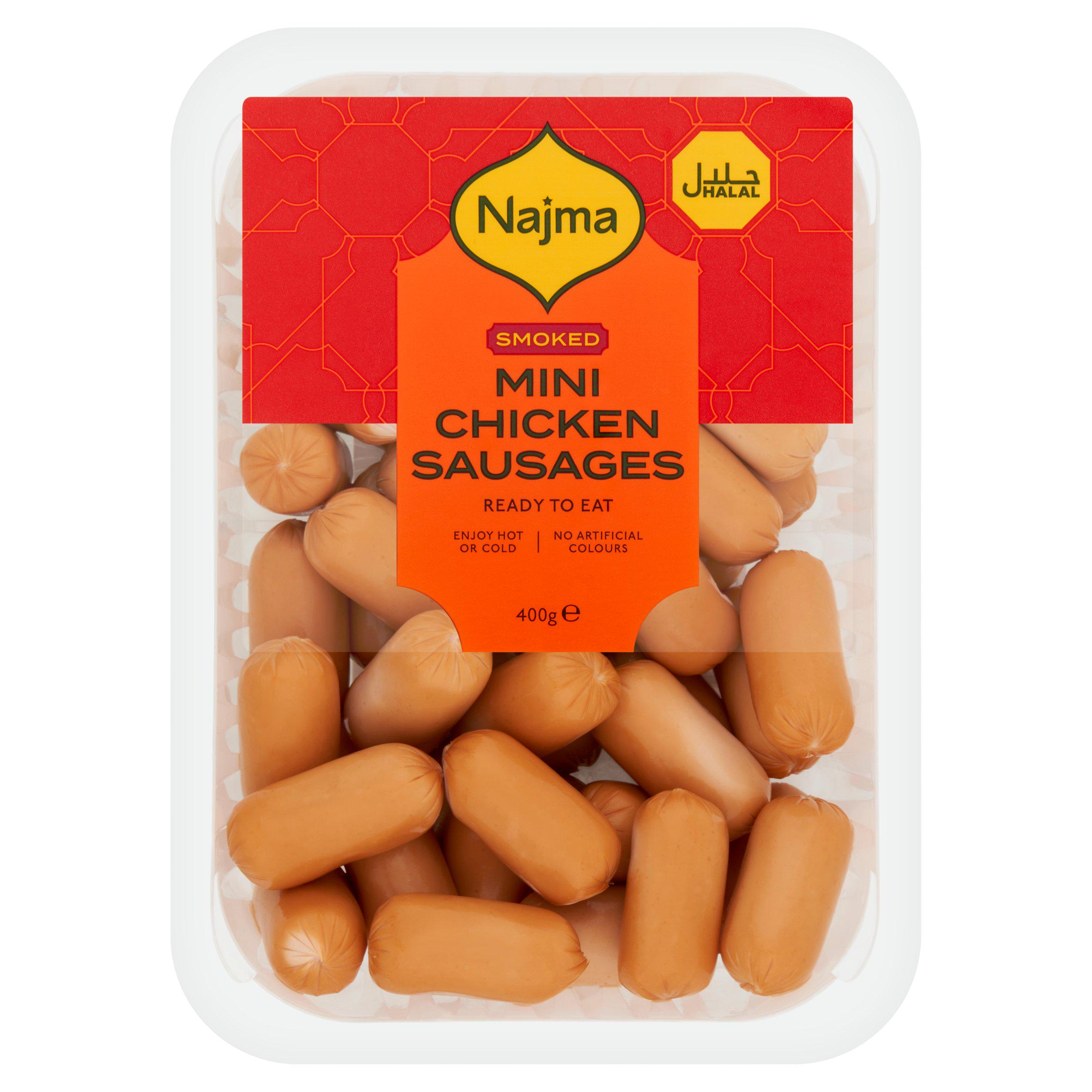 Najma Halal Smoked Mini Chicken Sausages Hot Dogs 400g
