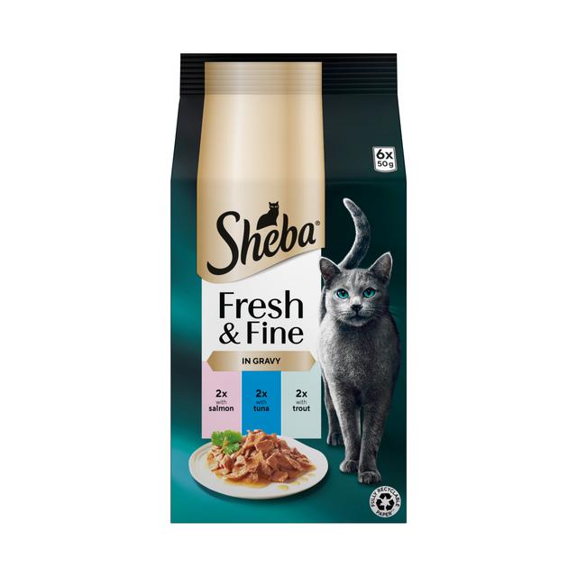 Sheba Fresh Fine Salmon Tuna in Gravy Wet Cat Food Pouches x