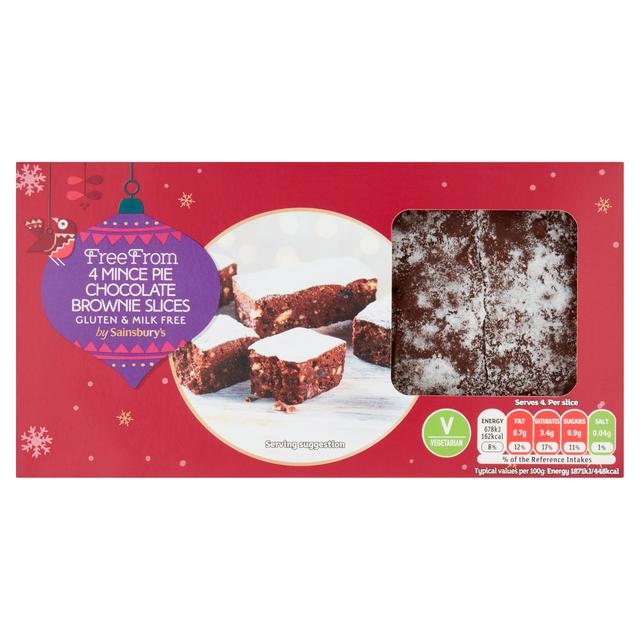 Sainsbury's Free From Mince Pie Chocolate Brownie Slices x4 145g - gallery image 1