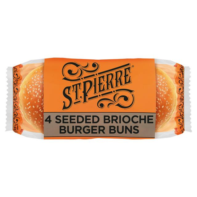 St. Pierre Seeded Brioche Burger Buns Pre-Sliced Rolls x4 - gallery image 1
