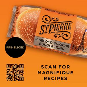 St. Pierre Seeded Brioche Burger Buns Pre-Sliced Rolls x4 - gallery image 6