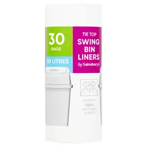 Sainsbury's Tie Top Swing Bin Liners Bags x30 50L