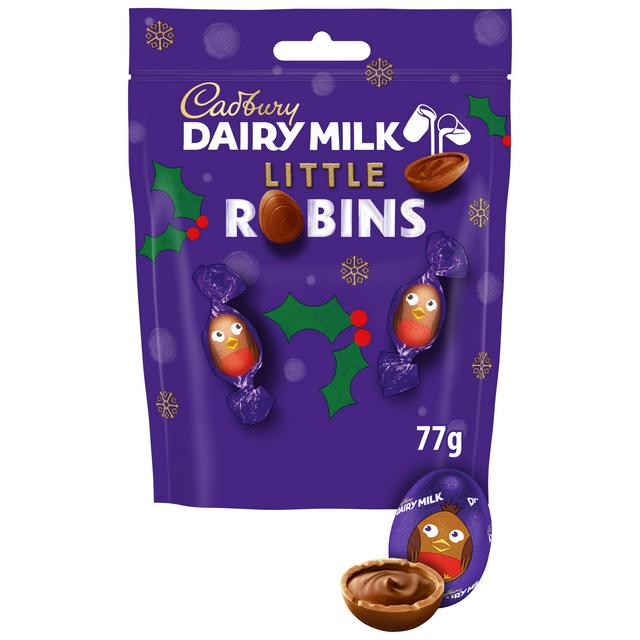 Cadbury Dairy Milk 77g Christmas Little Robins Chocolate Bag - gallery image 1