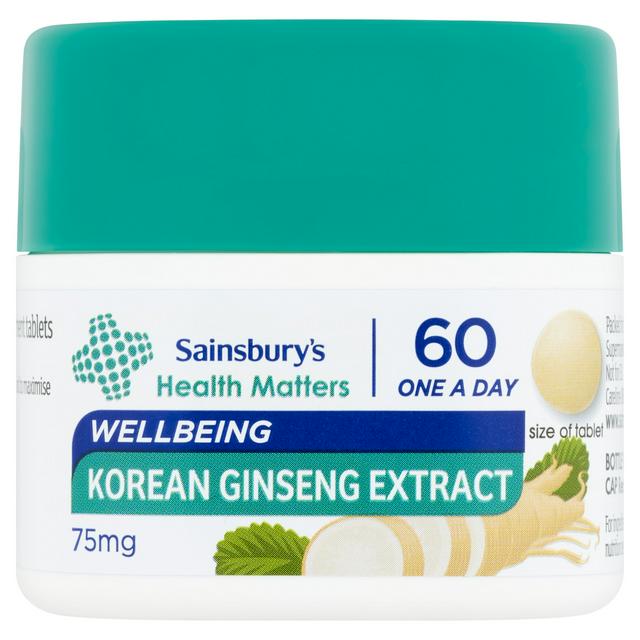Sainsbury's Healthcare Korean Ginseng Extract Tablets x60 75mg - gallery image 1